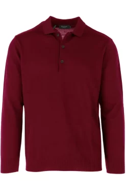 MAERZ Superwash Classic Fit Herren Pullover Polokragen Bordeauxweinrot