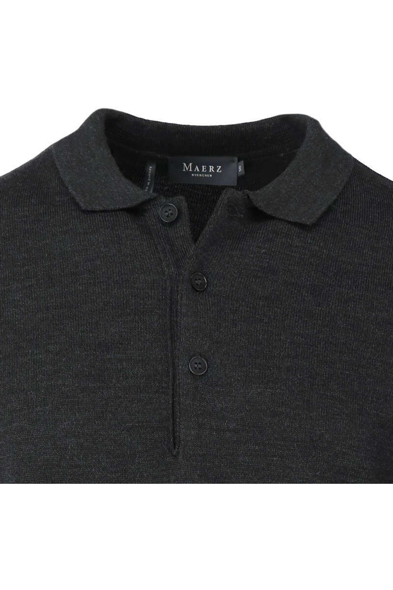 MAERZ Classic Fit Herren Pullover Polokragen Anthrazit 2 MAERZ Classic Fit Herren Pullover Polokragen Anthrazit – Bild 2