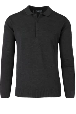 MAERZ Classic Fit Herren Pullover Polokragen Anthrazit