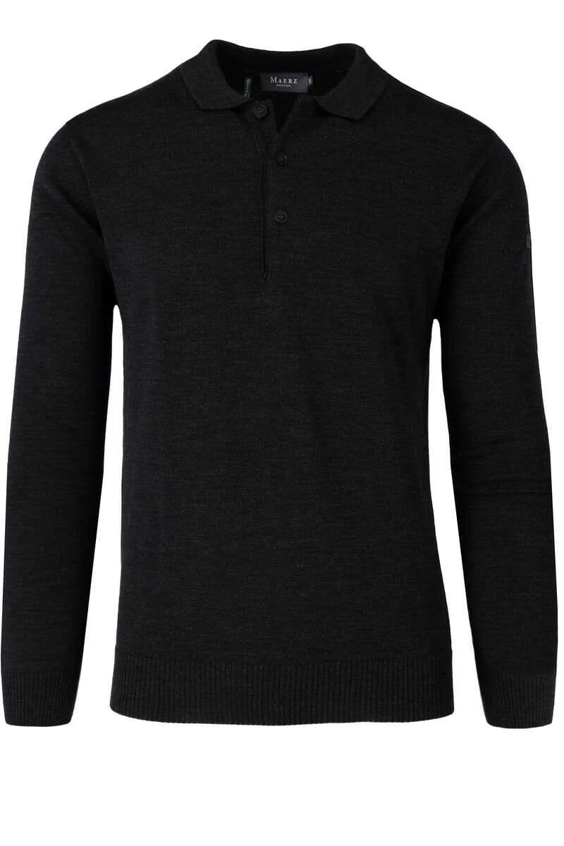 MAERZ Classic Fit Herren Pullover Polokragen Schwarz 1 MAERZ Classic Fit Herren Pullover Polokragen Schwarz