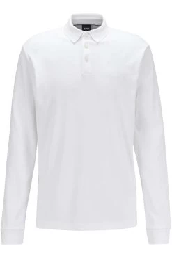 Hugo Boss BOSS Regular Fit Longsleeve Poloshirt Weiss, Einfarbig
