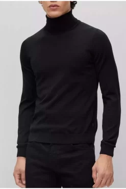 Hugo Boss BOSS Slim Fit Herren Rollkragenpullover Schwarz -Ho ho ho, Mode in Grün. 50468262 001 8 800