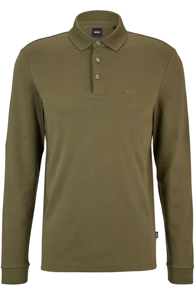 Hugo Boss BOSS Pado Regular Fit Longsleeve Poloshirt Grün, Einfarbig 1 Hugo Boss BOSS Pado Regular Fit Longsleeve Poloshirt Grün, Einfarbig