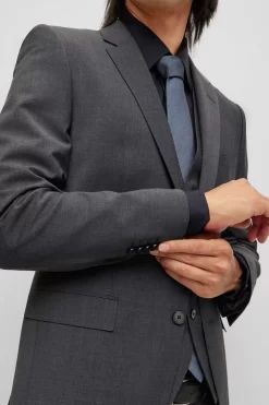 Hugo Boss BOSS Regular Fit Herren Sakko  Dunkelgrau -Ho ho ho, Mode in Grün. 50479998 028 4 800