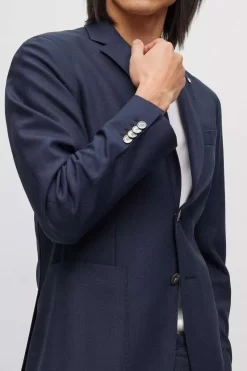 Hugo Boss BOSS Slim Fit Herren Sakko  Dunkelblau -Ho ho ho, Mode in Grün. 50480317 404 4 800