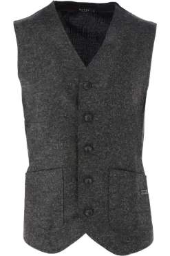 MAERZ Modern Fit Weste Knopfleiste Schwarz
