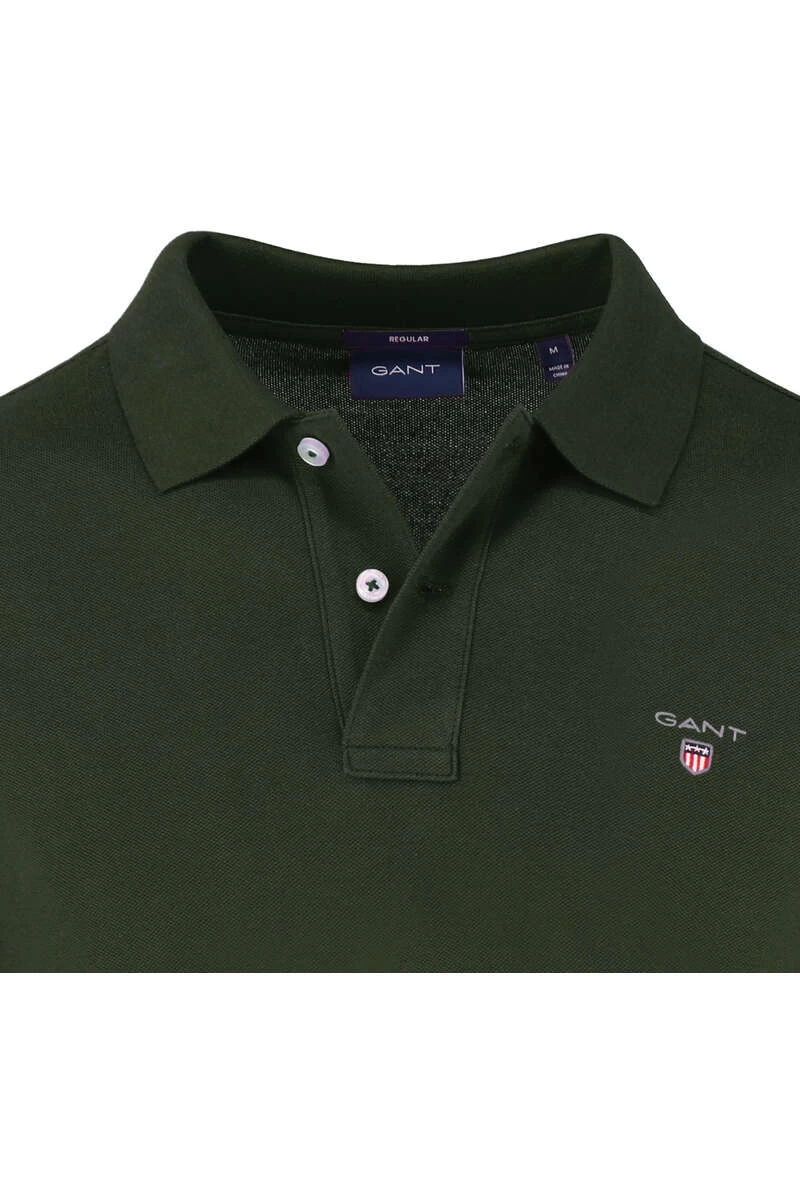 GANT Regular Fit Longsleeve Poloshirt Dunkelgrün, Einfarbig 2 GANT Regular Fit Longsleeve Poloshirt Dunkelgrün, Einfarbig – Bild 2