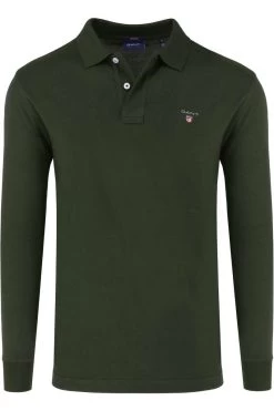 GANT   Regular Fit Longsleeve Poloshirt Dunkelgrün, Einfarbig