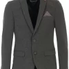 Venti Modern Fit Herren Blazer Knopfleiste Grau