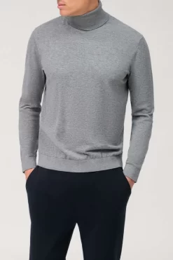 OLYMP Casual Modern Fit Herren Rollkragenpullover Silbergrau