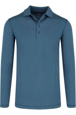 OLYMP Modern Fit Longsleeve Poloshirt Dunkelblau, Einfarbig