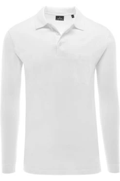 RAGMAN Regular Fit Longsleeve Poloshirt Weiss, Einfarbig