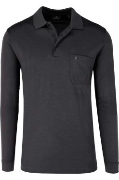 RAGMAN Regular Fit Longsleeve Poloshirt Anthrazit, Einfarbig