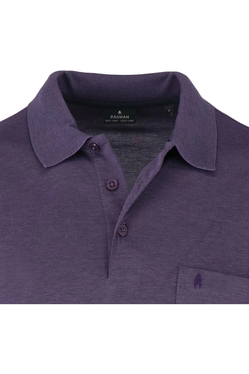 RAGMAN Regular Fit Longsleeve Poloshirt Lila, Einfarbig 2 RAGMAN Regular Fit Longsleeve Poloshirt Lila, Einfarbig – Bild 2