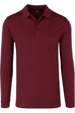 RAGMAN Regular Fit Longsleeve Poloshirt Rot, Einfarbig