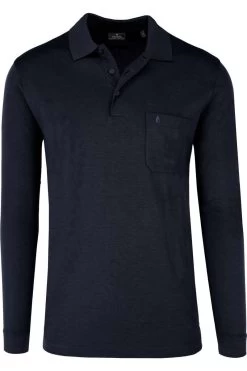 RAGMAN Regular Fit Longsleeve Poloshirt Marine, Einfarbig