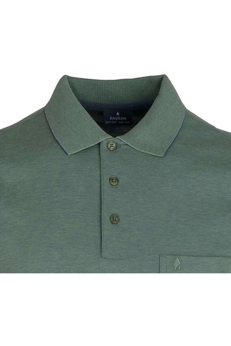 RAGMAN Soft Knit Regular Fit Longsleeve Poloshirt Schilf, Einfarbig 2 RAGMAN Soft Knit Regular Fit Longsleeve Poloshirt Schilf, Einfarbig – Bild 2