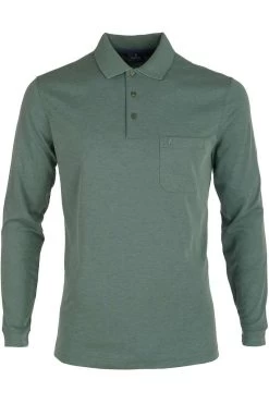 RAGMAN Soft Knit Regular Fit Longsleeve Poloshirt Schilf, Einfarbig