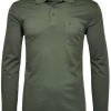 RAGMAN Soft Knit  Regular Fit Longsleeve Poloshirt Hellgrün, Einfarbig