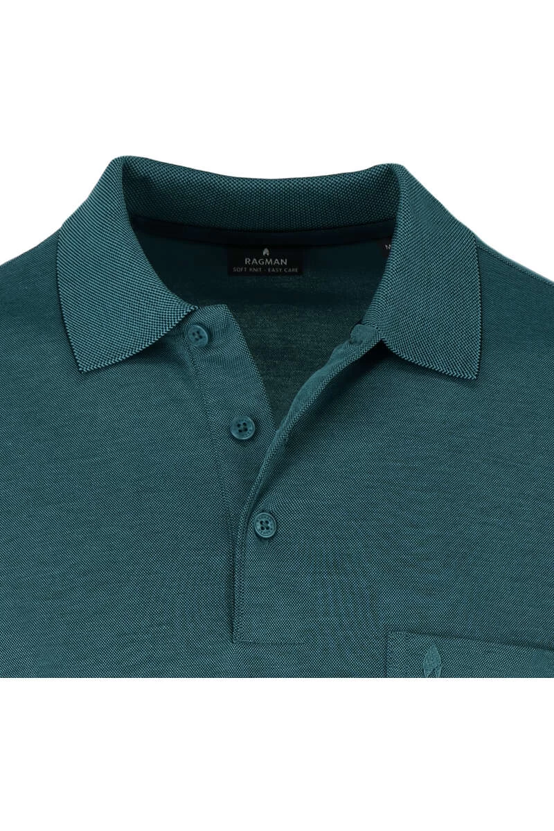 RAGMAN Regular Fit Longsleeve Poloshirt Dunkelgrün, Einfarbig 2 RAGMAN Regular Fit Longsleeve Poloshirt Dunkelgrün, Einfarbig – Bild 2