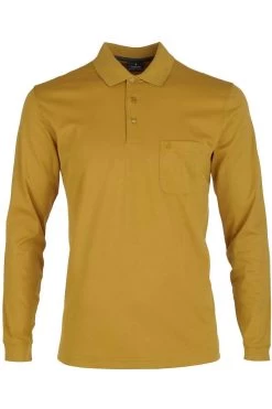 RAGMAN Soft Knit  Regular Fit Longsleeve Poloshirt Mais, Einfarbig
