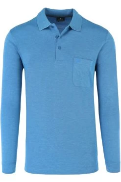 RAGMAN Regular Fit Longsleeve Poloshirt Aqua, Einfarbig