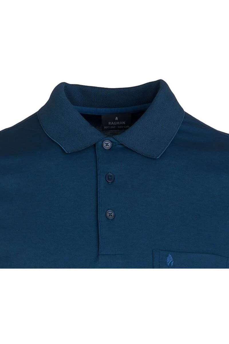 RAGMAN Soft Knit Regular Fit Longsleeve Poloshirt Dunkelblau, Einfarbig 2 RAGMAN Soft Knit Regular Fit Longsleeve Poloshirt Dunkelblau, Einfarbig – Bild 2