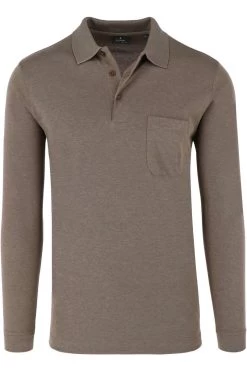 RAGMAN Regular Fit Longsleeve Poloshirt Macchiato, Einfarbig
