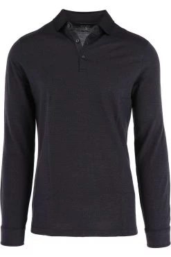 OLYMP Level Five Body Fit Longsleeve Poloshirt Anthrazit, Gemustert