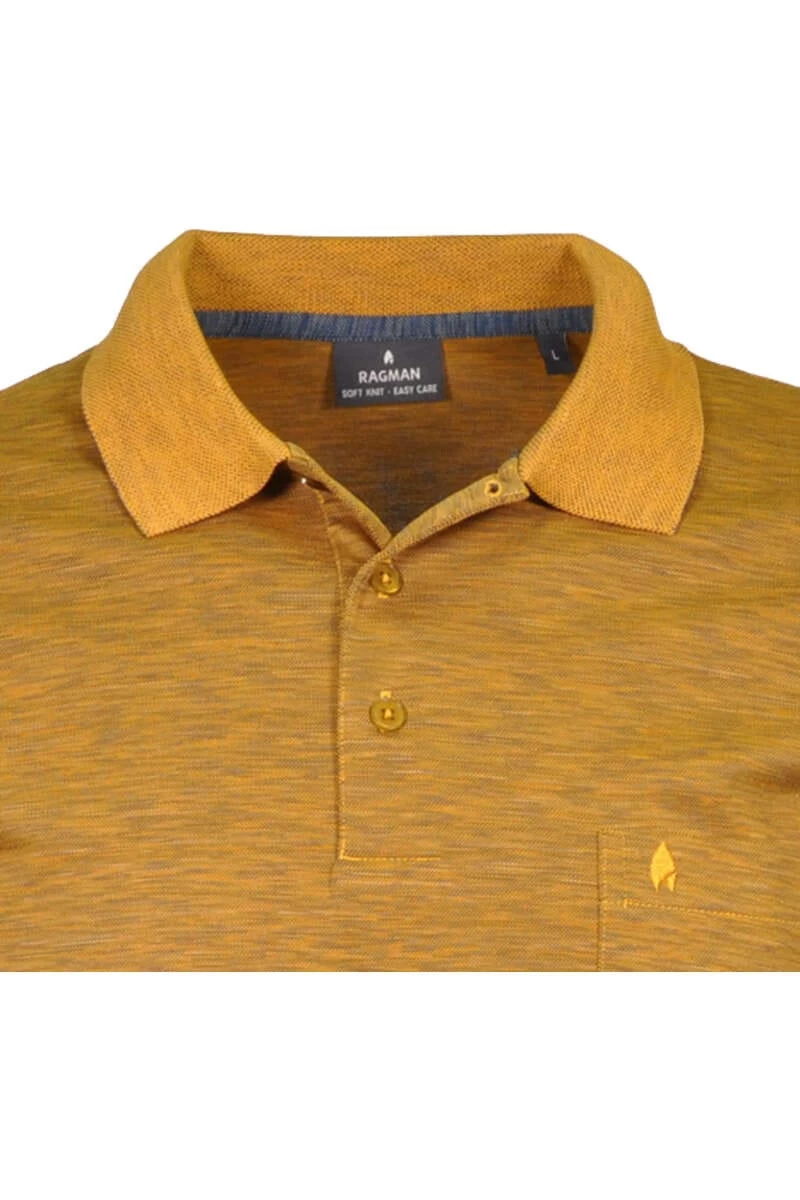 RAGMAN Regular Fit Longsleeve Poloshirt Orange, Meliert 2 RAGMAN Regular Fit Longsleeve Poloshirt Orange, Meliert – Bild 2
