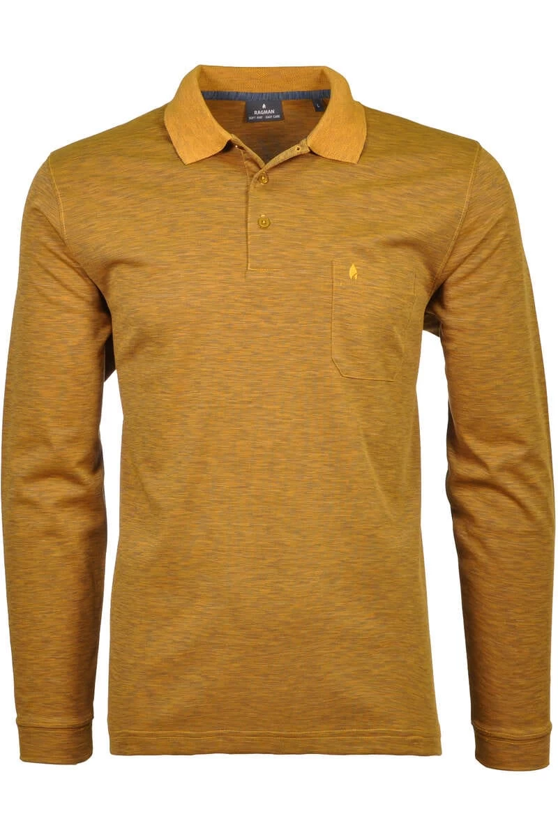 RAGMAN Regular Fit Longsleeve Poloshirt Orange, Meliert 1 RAGMAN Regular Fit Longsleeve Poloshirt Orange, Meliert