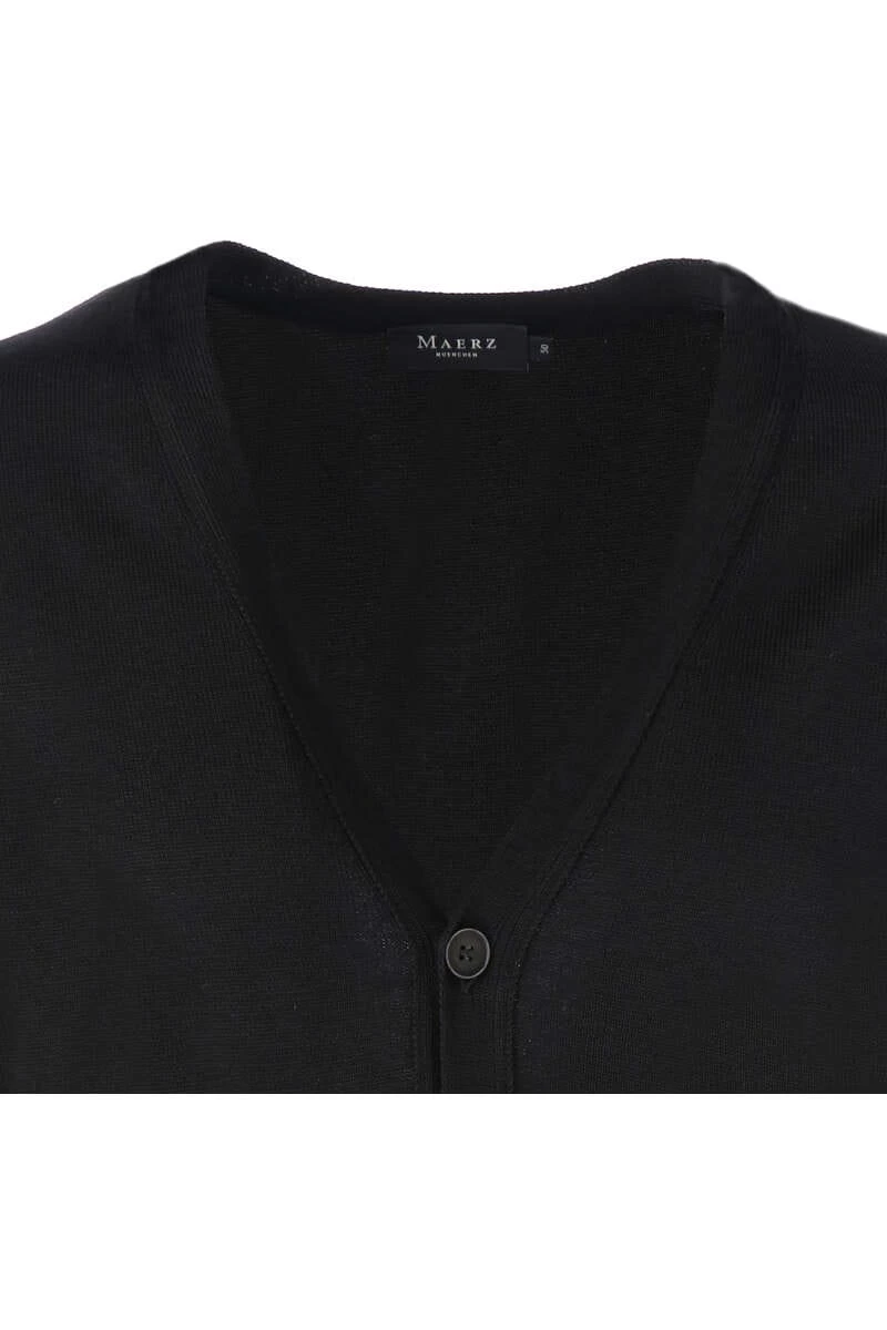 MAERZ Classic Fit Herren Strickjacke Knopfleiste Schwarz 2 MAERZ Classic Fit Herren Strickjacke Knopfleiste Schwarz – Bild 2