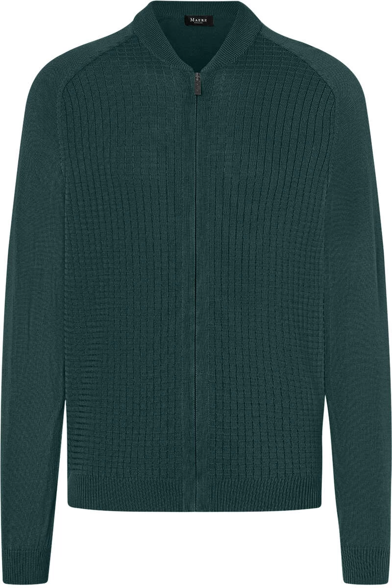 MAERZ Classic Fit Herren Strickjacke Zip Grün 1 MAERZ Classic Fit Herren Strickjacke Zip Grün