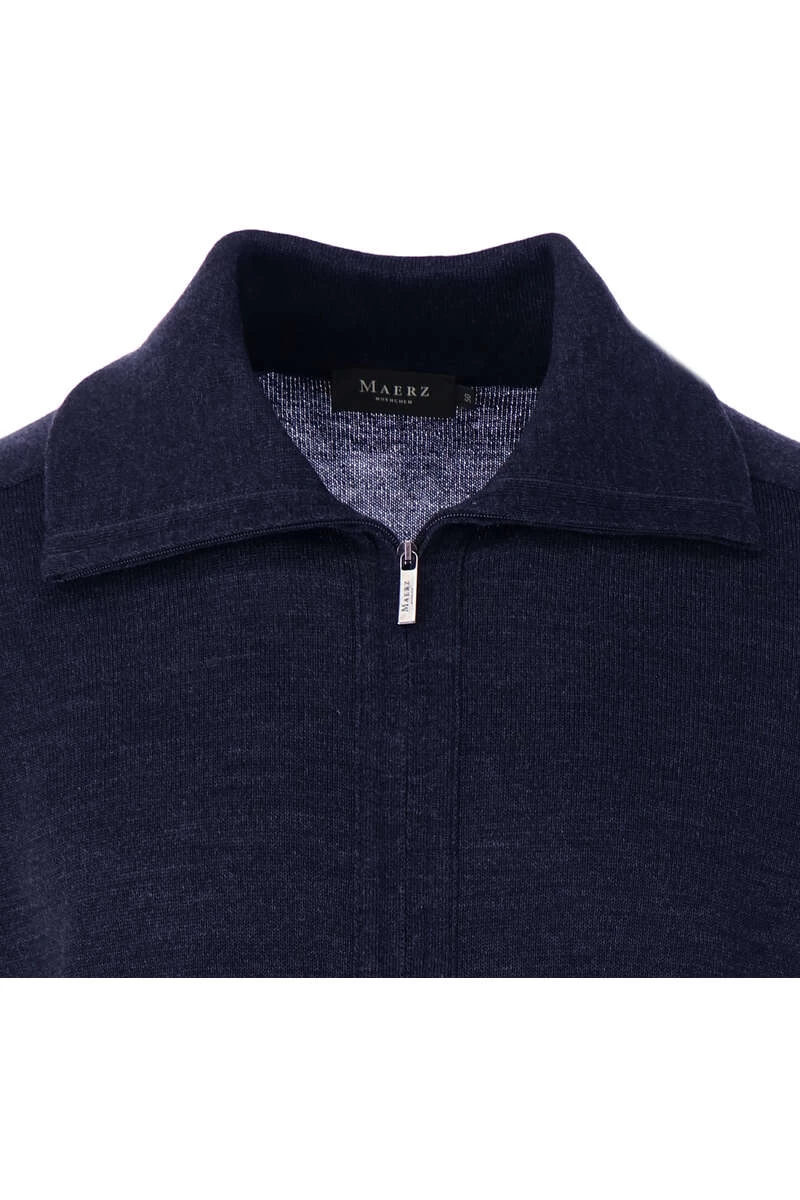 MAERZ Classic Fit Herren Strickjacke Zip Navy 2 MAERZ Classic Fit Herren Strickjacke Zip Navy – Bild 2
