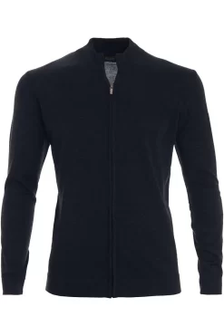 MAERZ Superwash Classic Fit Herren Strickjacke Zip Navy