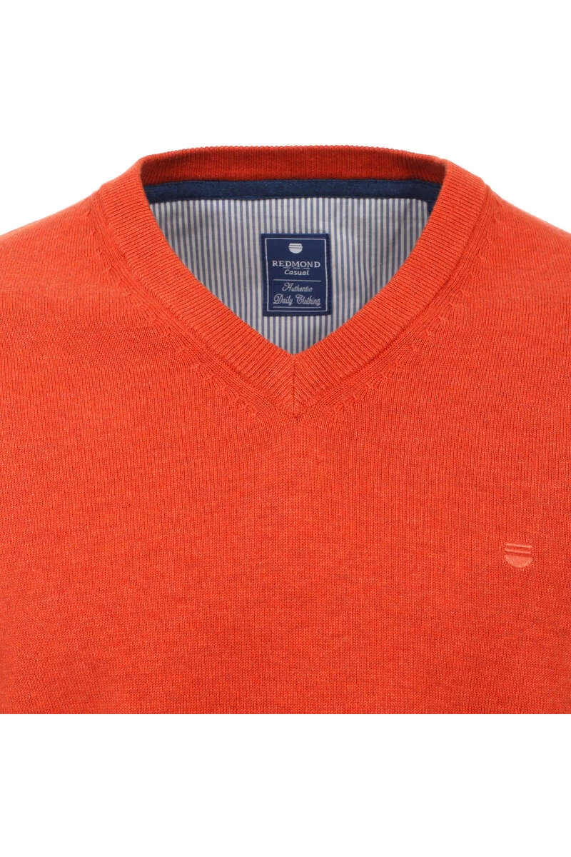 Redmond Casual Regular Fit Herren Pullover V-Ausschnitt Orange 2 Redmond Casual Regular Fit Herren Pullover V-Ausschnitt Orange – Bild 2