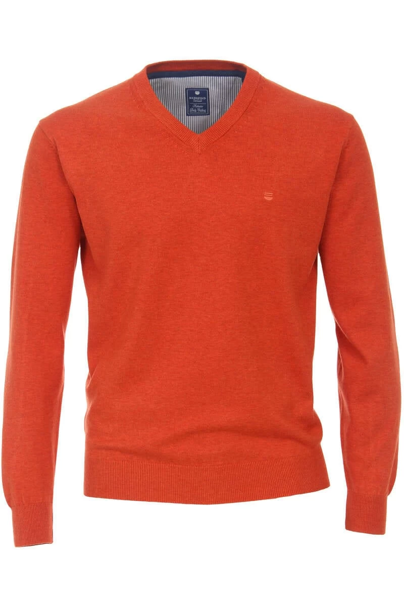 Redmond Casual Regular Fit Herren Pullover V-Ausschnitt Orange 1 Redmond Casual Regular Fit Herren Pullover V-Ausschnitt Orange