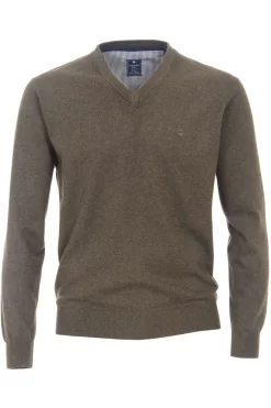 Redmond Casual Regular Fit Herren Pullover V-Ausschnitt Braun