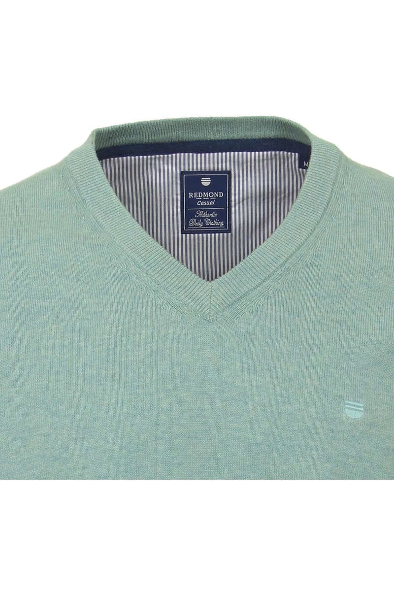 Redmond Casual Regular Fit Herren Pullover V-Ausschnitt Mint 2 Redmond Casual Regular Fit Herren Pullover V-Ausschnitt Mint – Bild 2