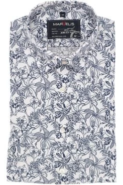 Marvelis Casual Modern Fit Hemd Marine/weiss, Blumen