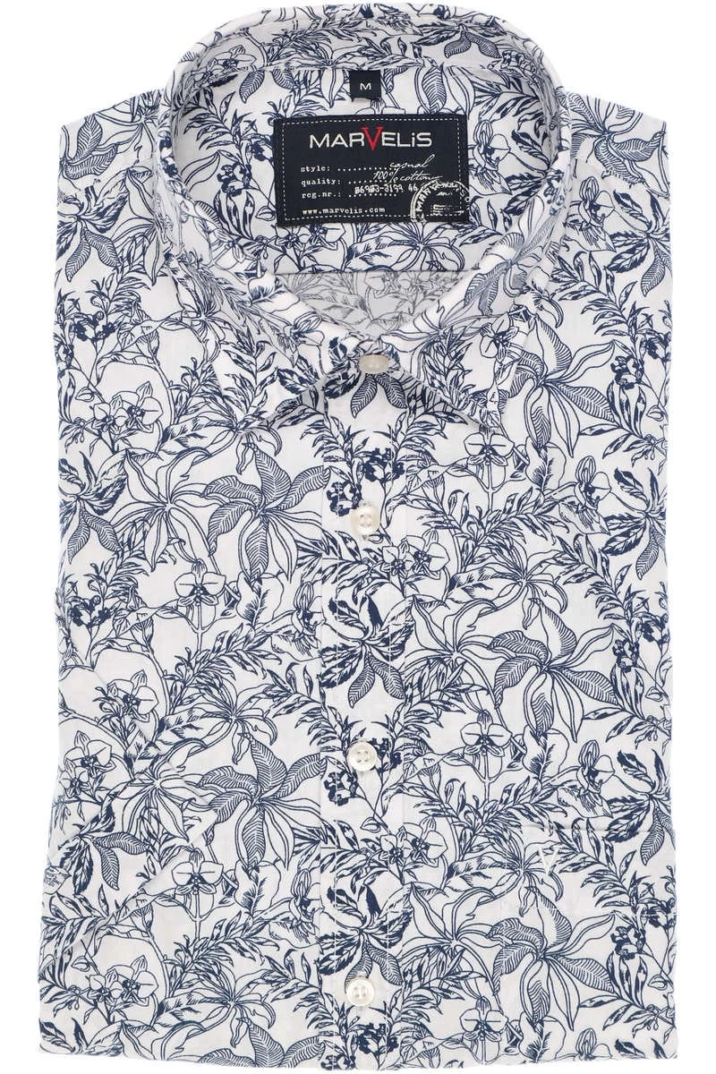Marvelis Casual Modern Fit Hemd Marine/weiss, Blumen 1 Marvelis Casual Modern Fit Hemd Marine/weiss, Blumen