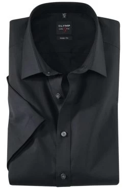 OLYMP Level Five Body Fit Hemd Schwarz, Einfarbig