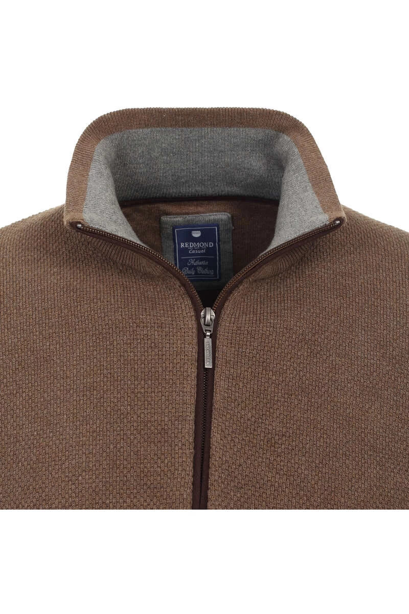 Redmond Casual Regular Fit TroyerStehkragen Braun 2 Redmond Casual Regular Fit TroyerStehkragen Braun – Bild 2