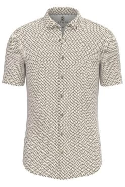 Desoto Slim Fit Jerseyhemd Gelb, Gemustert