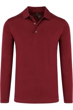 Marvelis Casual Tencel Modern Fit Longsleeve Poloshirt Bordeaux, Einfarbig