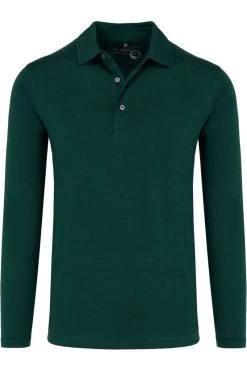 Marvelis Casual Tencel Modern Fit Longsleeve Poloshirt Dunkelgrün, Einfarbig
