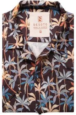 Desoto Slim Fit Jerseyhemd Braun, Gemustert