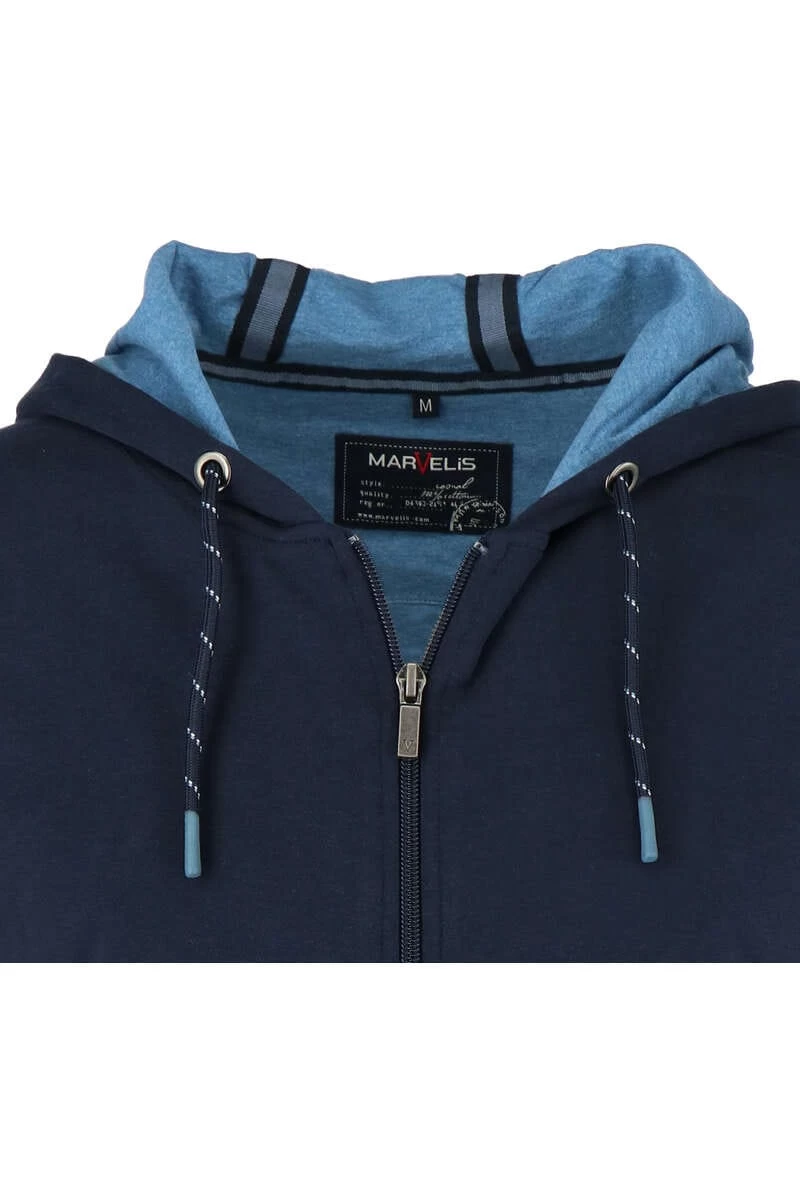 Marvelis Casual Modern Fit Sweatjacke Mit Kapuze Zip Marine/blau 2 Marvelis Casual Modern Fit Sweatjacke Mit Kapuze Zip Marine/blau – Bild 2