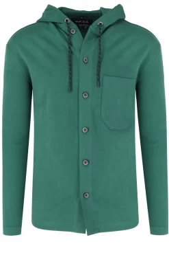 Marvelis Casual Modern Fit Sweatjacke Mit Kapuze Knopfleiste Dunkelgrün