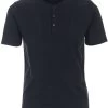 Redmond Casual Regular Fit T-Shirt Henleykragen Dunkelblau, Einfarbig